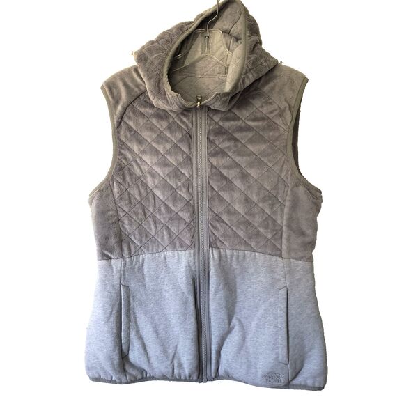 The North Face Jackets & Blazers - The North Face Reversible Vest Caroluna Hood Quilted Zip Gray Fleece Size Large
